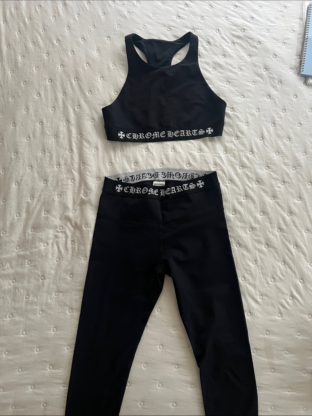 Never worn Chrome Hearts Black Logo Waistband Leggings Set